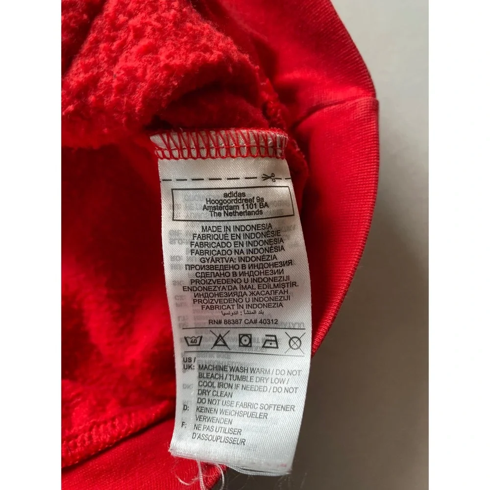 Adidas Mens Essentials Fleece Hoodie Red White Logo Pullover H47018 M